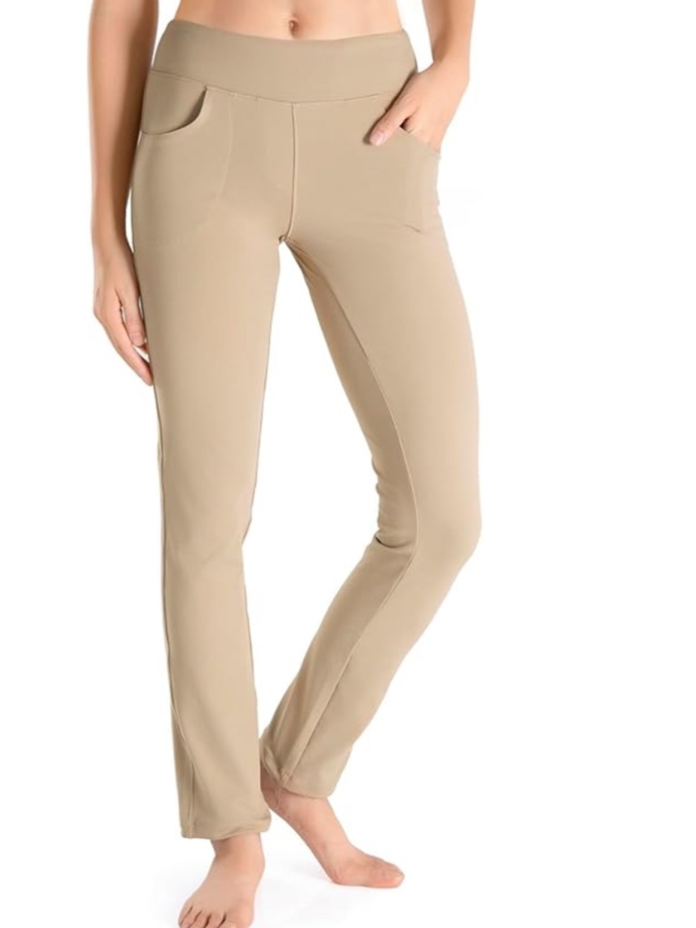 Yogipace Women's Petite 5 Pockets Stylish Tan Trousers XXL